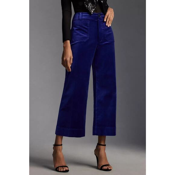 NWT Maeve The Colette Cropped Wide-Leg Velvet Pants Size 26 Tall Blue #7F413 - Picture 3 of 13
